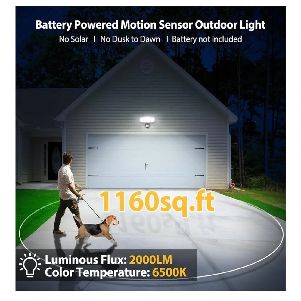 Outdoor Security Floodlight with Motion Sensor - Black